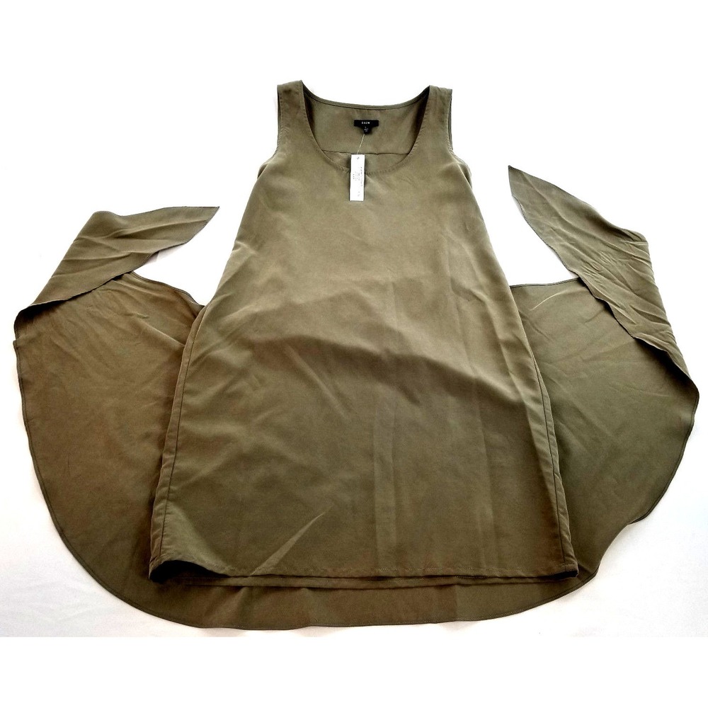 Drew Women Dress TJ70169 Light Olive Beige Sage Wrap Dress Size L Made in USA